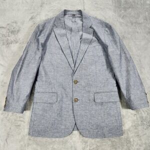 J Crew Ludlow Blazer Mens 40S Blue Cotton Linen Slim Fit Sport Coat Two Button